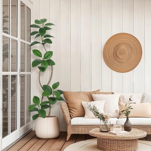 Artificial Rubber Tree with Planter, Tall Fiddle Leaf Fig Fake Plant for Indoor Home Decor, Large Tropical Floor Tree for Living Room - 1 of 4