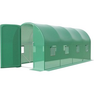 Coucheta 15x7x7ft Walk-in Tunnel Greenhouse Collection - Heavy Duty Galvanized Steel, 8 Vent Windows & Door Options for Winter - 1 of 4