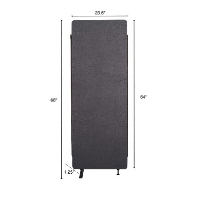 Ash Grey Acoustic Room Divider with Steel Feet, 24" x 66"