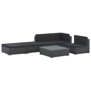 vidaXL Sofa Set Black PE rattan Large Modular Garden Lounge Set - 1 of 4
