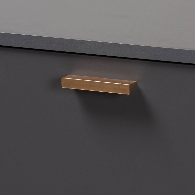Kelson Wood 3 Door Cabinet Dark Gray/Gold - Baxton Studio, 6 of 12