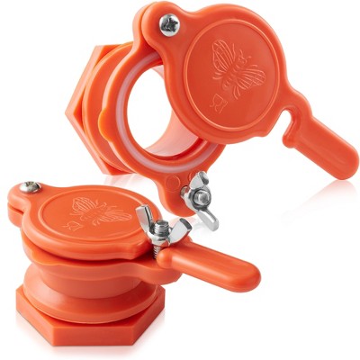 Honey Keeper Pack of 2 Honey Gate Valves for Extracting - Plastic Honey Gate Beekeeping Tool, Orange