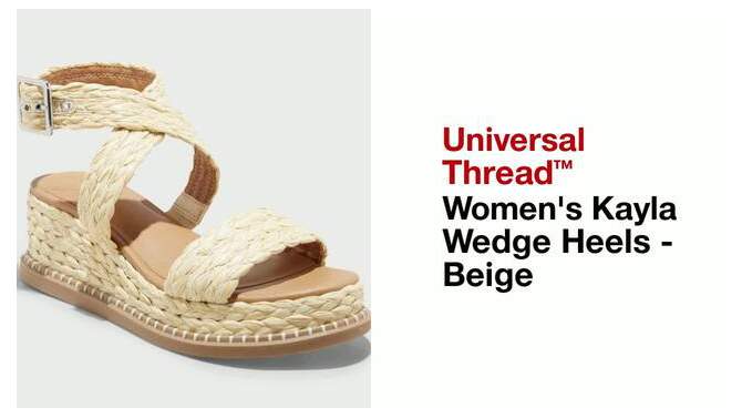 Women's Kayla Wedge Heels with Memory Foam Insole - Universal Thread™ Beige, 2 of 15, play video