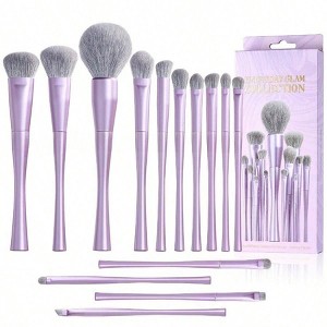 Professional 14pcs Vegan Makeup Brushes Set, Concealer Contour Powder Blush Blending Eyeliner Brush, Premium Synthetic Fiberd - 1 of 4