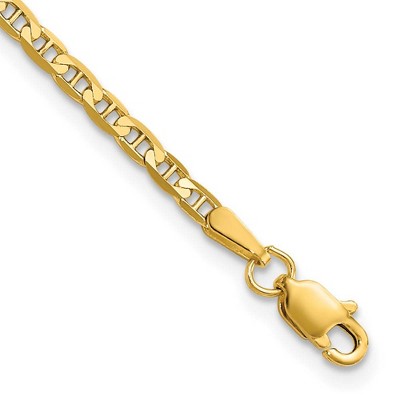 Black Bow Jewelry 2.4mm 14k Yellow Gold Solid Concave Anchor Chain Bracelet