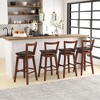 Tangkula Swivel Bar Height Bar Stool Set of 2 30.5" Upholstered PU Leather Kitchen - 3 of 4