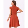 Allegra K Women's Cotton Ruffled Cap Sleeve Tie Waist Button Casual Office Shirt Dress - 4 of 4