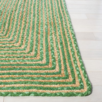 Handmade Green and Natural Rectangular Jute Area Rug 8' x 10'