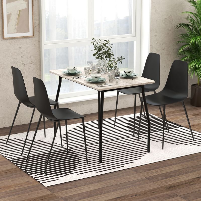 Costway Armless Dining Chair Set of 4 Home Heavy-duty Metal Leg Leisure Chair Black/White, 4 of 10