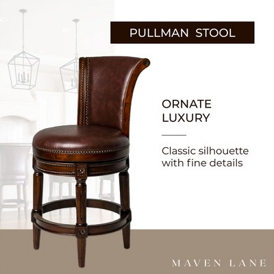 Walnut Swivel Counter Stool with Vegan Leather Upholstery, Set of 3