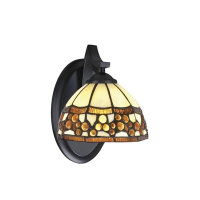Toltec Lighting Zilo 1 - Light Sconce in  Matte Black with 7'' Roman Jewel Art Glass Shade