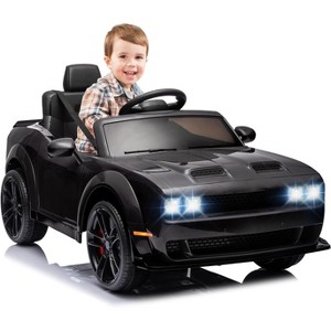 Coucheta Licensed Dodge Challenger Kids Electric Car, 12V Battery Powered Ride On Car with Parent Remote Control, LED Headlights & Music - 1 of 4