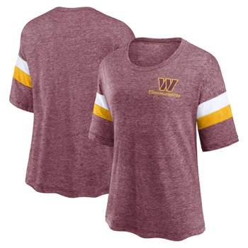 NFL Washington Commanders Women's Weak Side Blitz Marled Left Chest Short Sleeve T-Shirt