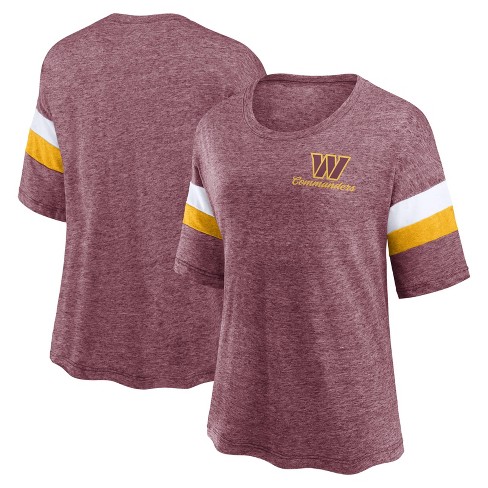 NFL Washington Commanders Women's Weak Side Blitz Marled Left Chest Short  Sleeve T-Shirt - S