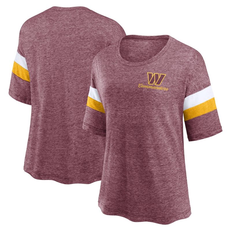 NFL Washington Commanders Women&#39;s Weak Side Blitz Marled Left Chest Short Sleeve T-Shirt, 1 of 4
