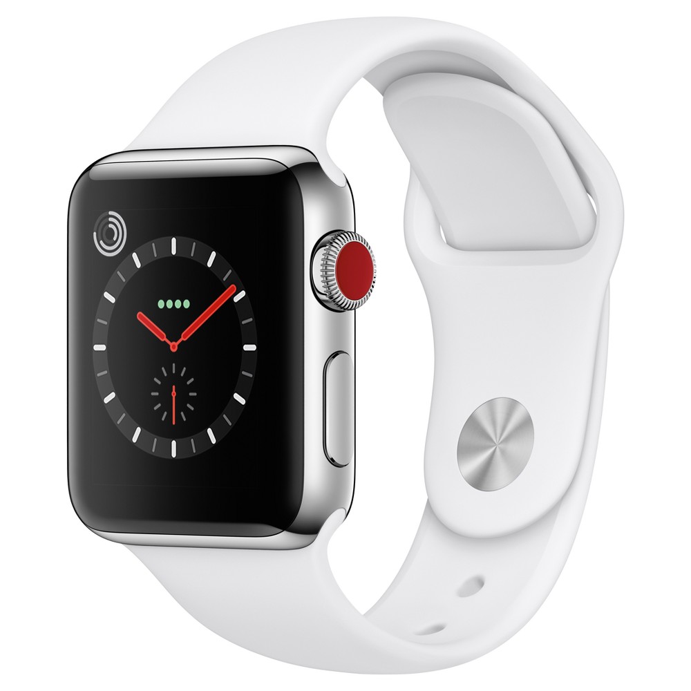 UPC 190198510976 product image for Apple Watch Series 3 38mm (GPS + Cellular) Stainless Steel Case Sport Band - Sof | upcitemdb.com