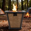 28" Propane Gas Fire Pit Table, 50000 BTU Square Steel Fire Pit for Outside Patio Deck Garden Courtyard -Brown - 2 of 4