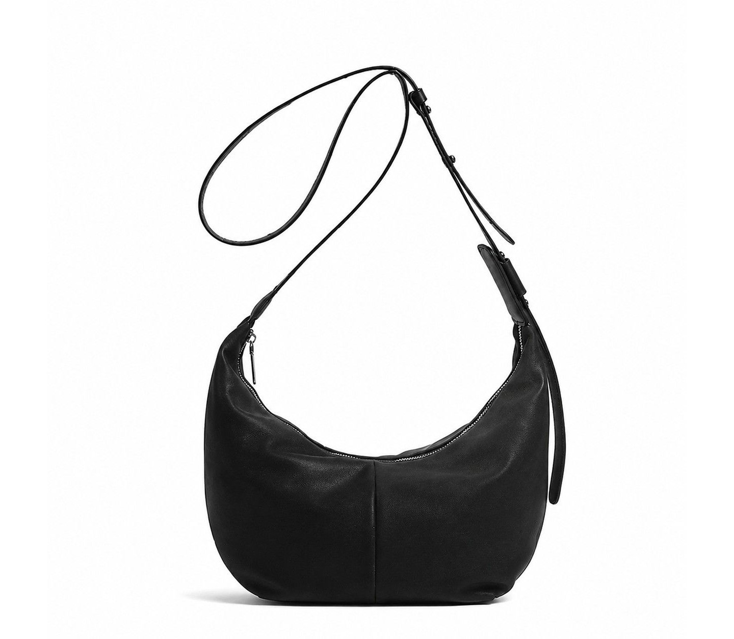 Сумка Alilang Soft Faux Leather Crescent Shoulder Bag Adjustable Strap Slouchy Everyday Crossbody Purse, Soft Ivory, цвет: Чёрный — фото 1