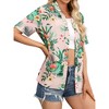 Nlife Womens Button Down Hawaiian Shirts Short Sleeve Floral Print Summer V Neck T-Shirt Casual Summer Beach Blouses Tops - 4 of 4