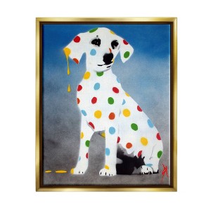 Kids' Wall Art By ale Saiz Studio Urban Style Abstract Dog Polka Dots Gold Framed Kids' Floater Canvas - Stupell Industries - 1 of 4