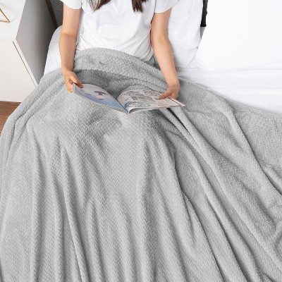 Light Gray Twin Fleece Chevron Throw Blanket