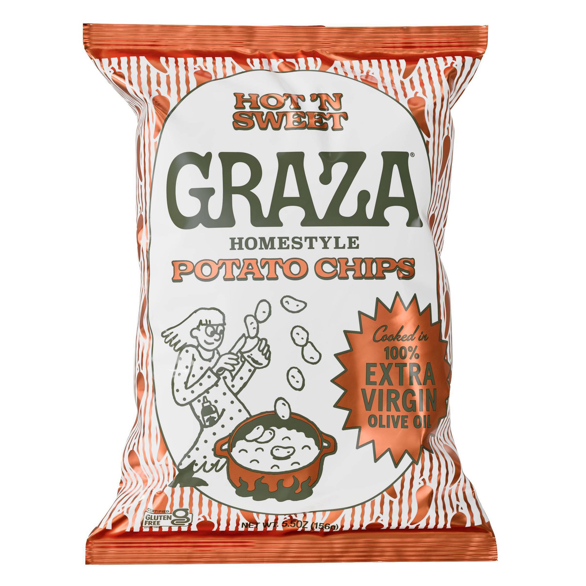 Graza Extra Virgin Olive Oil Hot 'n Sweet Potato Chips Bag - 5.5oz