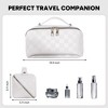 Travel Makeup Bag,Large Capacity Cosmetic Bags for Women,Waterproof Portable Pouch Open Flat Toiletry Bag, with Divider and Handle，White - 2 of 4