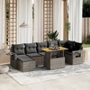 vidaXL 8 Piece Patio Sofa Set with Cushions Gray and Dark Gray Poly Rattan - 3x Middle 3x Corner Footrest Table - 2 of 4