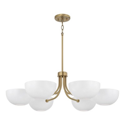 Capital Lighting Reece 6 - Light Chandelier in  Aged Brass/White