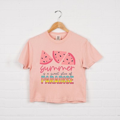 Simply Sage Market Women's Summer Is A Sweet Slice Of Paradise Short Sleeve Relaxed Fit Cropped Tee