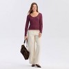 Women's Long Sleeve Contrast Ribbed Henley Top - A New Day™ - 4 of 4