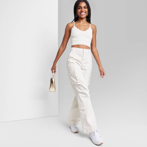 Women's High-rise Cargo Utility Pants - Wild Fable™ Off-white S