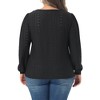 Women's Plus Size Square Neck Hollow Eyelet Long Sleeve Dressy Shirts - Agnes Orinda - 4 of 4