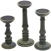 Elements Wood Candle Holders, Set of 3, Brown Teal Wash - 2 of 4