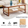 NicBex 45.2"Rustic 2-Tier Rattan Woven Coffee Table with Curved Glass Top,Rectangular Side Table Low Table for Living Room - 4 of 4