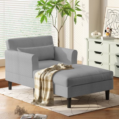 Mjkone 37'' Ice Velvet Chaise Lounge Sofa Couch