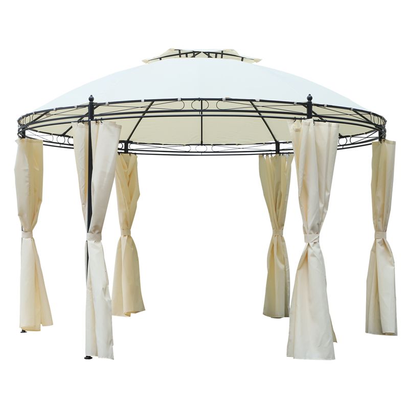 Outsunny 11.5' Steel Outdoor Patio Gazebo Canopy with Double roof Romantic Round Design & Included Side Curtains, 1 of 11