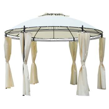 Outsunny 11.5' Steel Outdoor Patio Gazebo Canopy with Double roof Romantic Round Design & Included Side Curtains