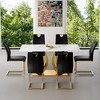 7-Piece Dining Set with 4 Upholstered Chairs and Tempered Glass Rock Top - 3 of 4