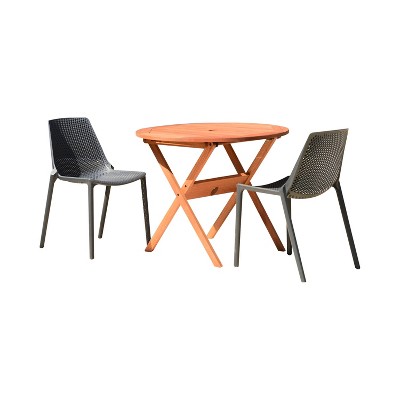 Elvis 3pc Round Wood/Resin Patio Bistro Set - Gray - Amazonia