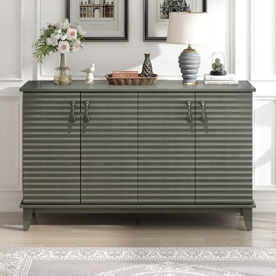 NicBex 60" Retro Style Sideboard,Kitchen Storage Cabinets with 4 Doors and 2 Adjustable Shelves for Kitchen and Dining Room,Gray