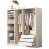 TIRAMISUBEST Doorless Wooden Storage Wardrobe for Dedroom with Shelves and 3 Drawers - Mobile Lateral Filing Cabinet, Locking Wheels, Adjust - 2 of 4