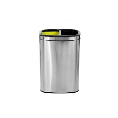 Alpine Industries Stainless Steel Commercial Indoor Trash Can 10.5 Gallon Open Top Dual Compartment