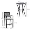 3pcs Patio Bar Set with Soft Cushion, Rattan Wicker Outdoor Furniture Set for Backyards, Lawn, Deck - 3 of 4