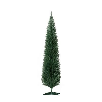 FURNIinspire Artificial Trees Tall Slim Christmas Tree, Christmas Decorations For Living Room, Christmas Holiday Party, Green, 21.8"*21.8"*94.5"