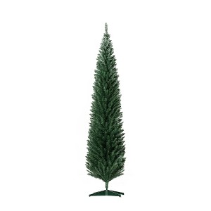 FURNIinspire Artificial Trees Tall Slim Christmas Tree, Christmas Decorations For Living Room, Christmas Holiday Party, Green, 21.8"*21.8"*94.5" - 1 of 4