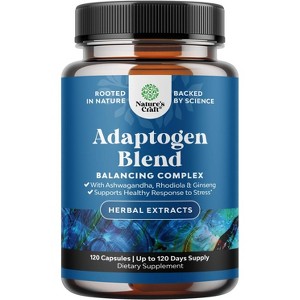 Adaptogen Blend Supplement, Adaptogens Supplement for Stress & Cortisol Management with Ashwagandha Rhodiola Rosea & Maca Root, Nature's Craft, 120ct - 1 of 4