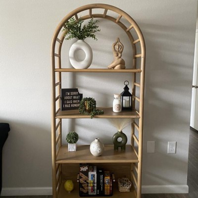 72" Holladay Curved Wooden Bookcase Natural - Threshold™ Designed With
