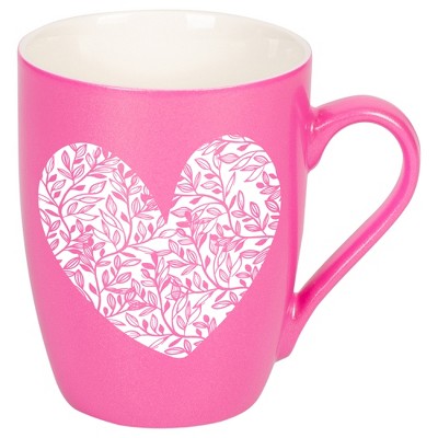 Elanze Designs Heart Leaf Princess Pink 10 ounce New Bone China Coffee Cup Mug
