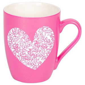 Elanze Designs Heart Leaf Princess Pink 10 ounce New Bone China Coffee Cup Mug - 1 of 1